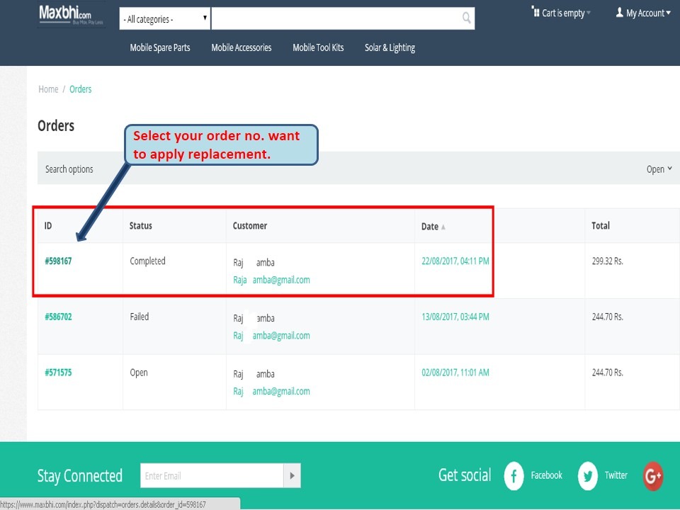 How to replace an item bought from