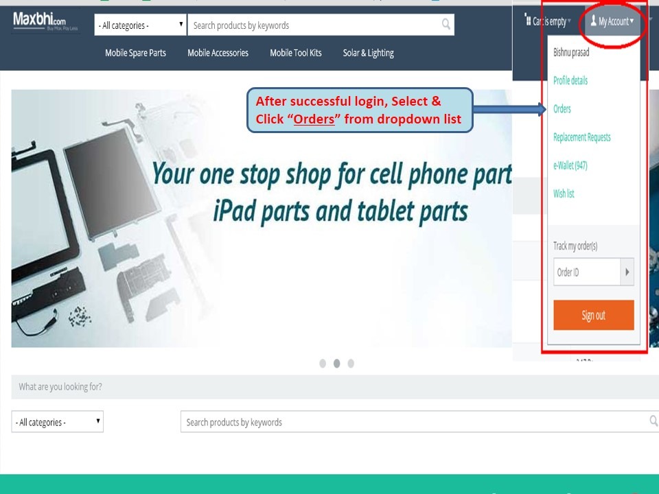 Transfer cash from Maxbhi eWallet to Bank Account
