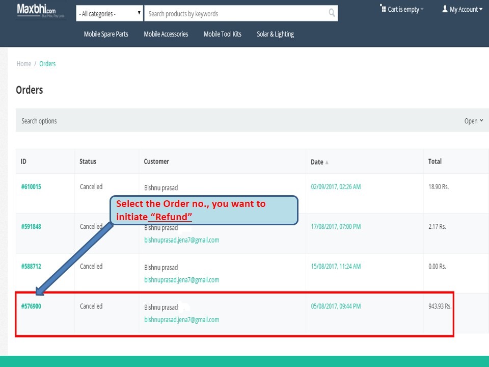 Transfer cash from Maxbhi eWallet to Bank Account