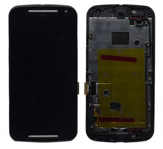 Lcd With Touch Screen For Motorola Moto G2 Dual Sim Black By - Maxbhi Com