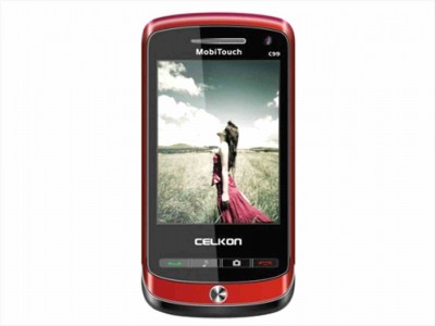 LCD with Touch Screen for Celkon C99 - Black & Red