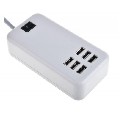 6 Port Multi USB HighQ Fast Charger for Micromax Eclipse Q66 - Maxbhi.com