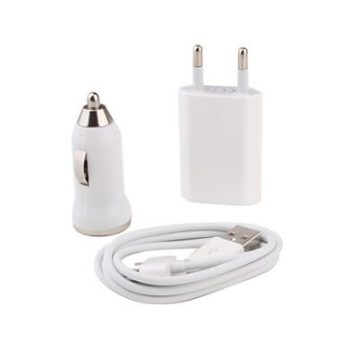 3 in 1 Charging Kit for Spice M-5885 Cappuccino 2 with USB Wall Charger, Car Charger & USB Data Cable