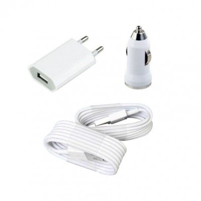 3 in 1 Charging Kit for Micromax A102 Canvas Doodle 3 with USB Wall Charger, Car Charger & USB Data Cable