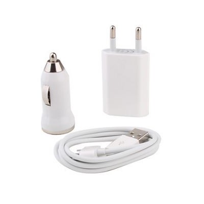 3 in 1 Charging Kit for Samsung C3322 DUOS with USB Wall Charger, Car Charger & USB Data Cable