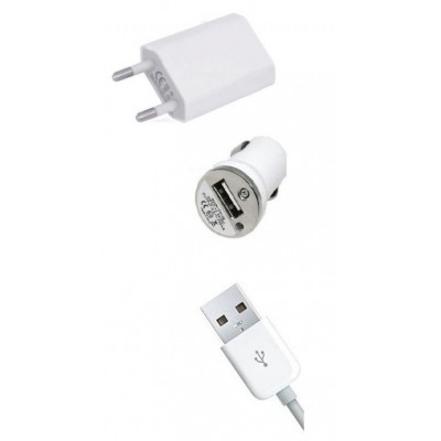 3 in 1 Charging Kit for Micromax A106 Unite 2 with USB Wall Charger, Car Charger & USB Data Cable