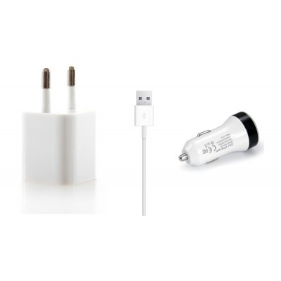 3 in 1 Charging Kit for Micromax A102 Canvas Doodle 3 with Wall Charger, Car Charger & USB Data Cable - Maxbhi.com